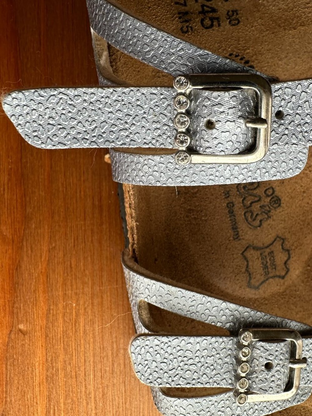 EUC Birkenstock Birki's Silver Metallic Crystal Buckle Granada Sandals - 7/EU 38 - Picture 9 of 12
